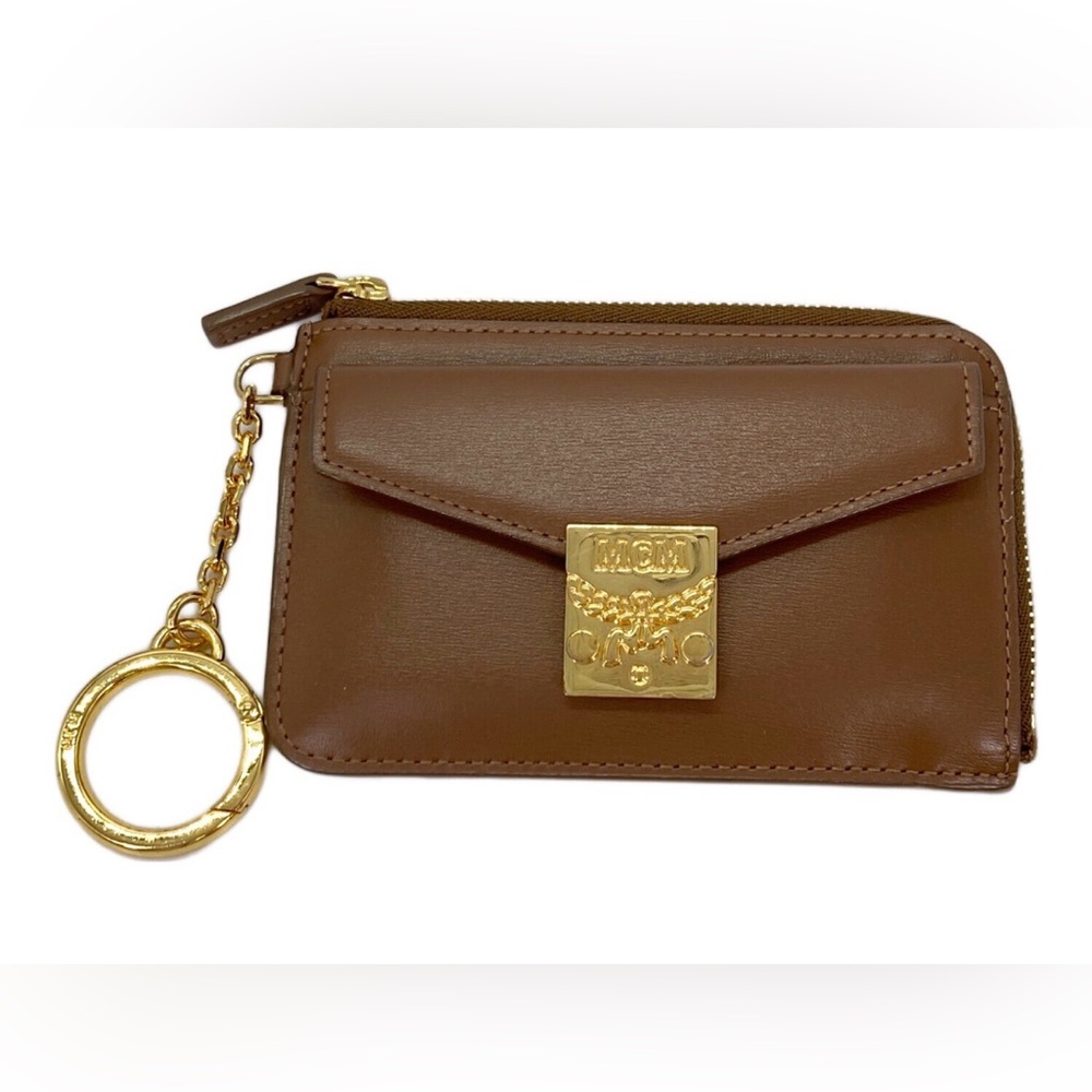 MCM Tracy Cardholder Wallet in Tan Brown Leather